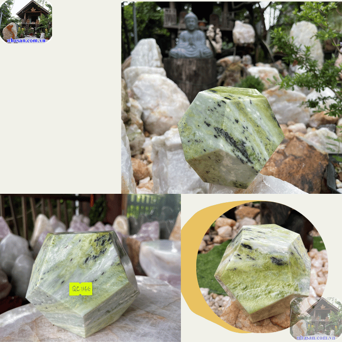 Quả cầu 12 mặt đá cẩm thạch xanh tự nhiên Quả cầu 12 mặt đá cẩm thạch xanh tự nhiên