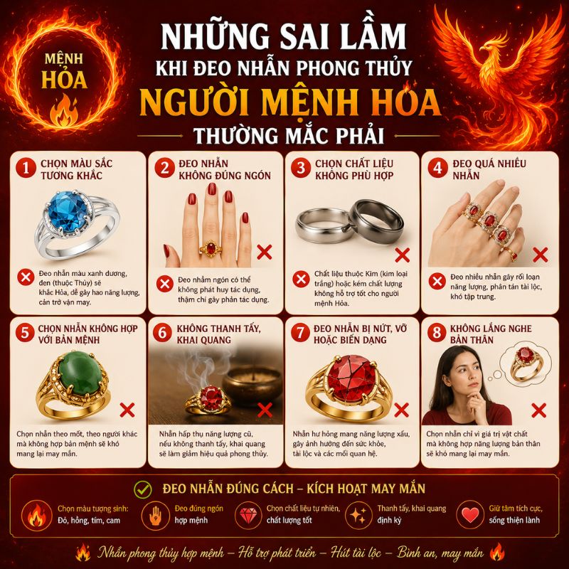 Những sai lầm khi đeo nhẫn phong thủy người mệnh Hỏa Những sai lầm khi đeo nhẫn phong thủy người mệnh Hỏa