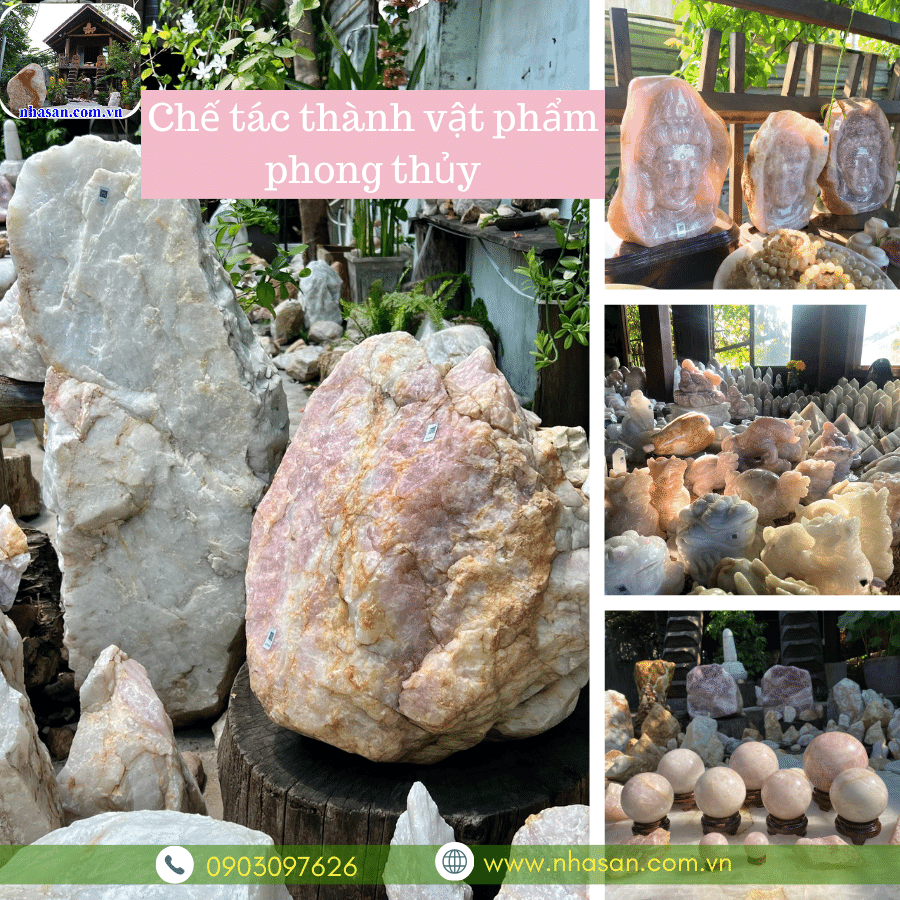 Phôi đá thạch anh cũng được dùng trong chế tác các vật phẩm phong thủy Phôi đá thạch anh cũng được dùng trong chế tác các vật phẩm phong thủy