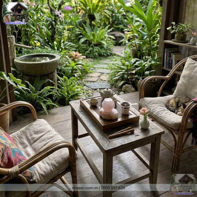 Đặt quả cầu 12 mặt thạch anh hồng nhạt trên bàn thưởng trà Đặt quả cầu 12 mặt thạch anh hồng nhạt trên bàn thưởng trà