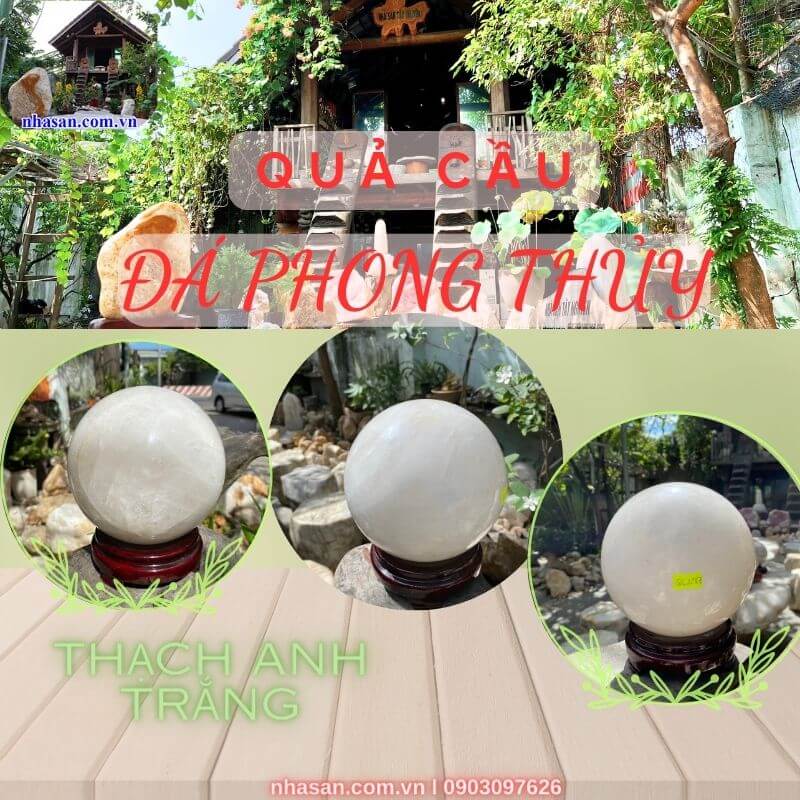 Quả cầu đá thạch anh trắng cho mệnh Kim - Thủy Quả cầu đá thạch anh trắng cho mệnh Kim - Thủy