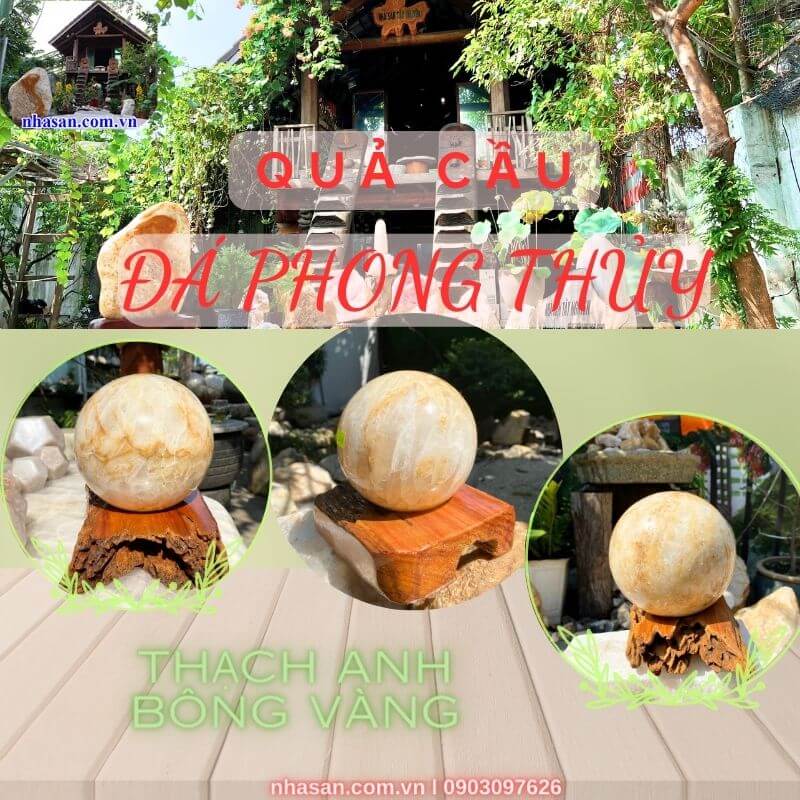 Quả cầu thạch anh bông vàng cho mệnh Kim - Thổ Quả cầu thạch anh bông vàng cho mệnh Kim - Thổ