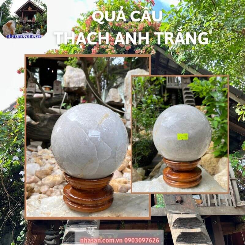 Cầu thạch anh trắng phong thủy decor sang trọng, đẳng cấp Cầu thạch anh trắng phong thủy decor sang trọng, đẳng cấp