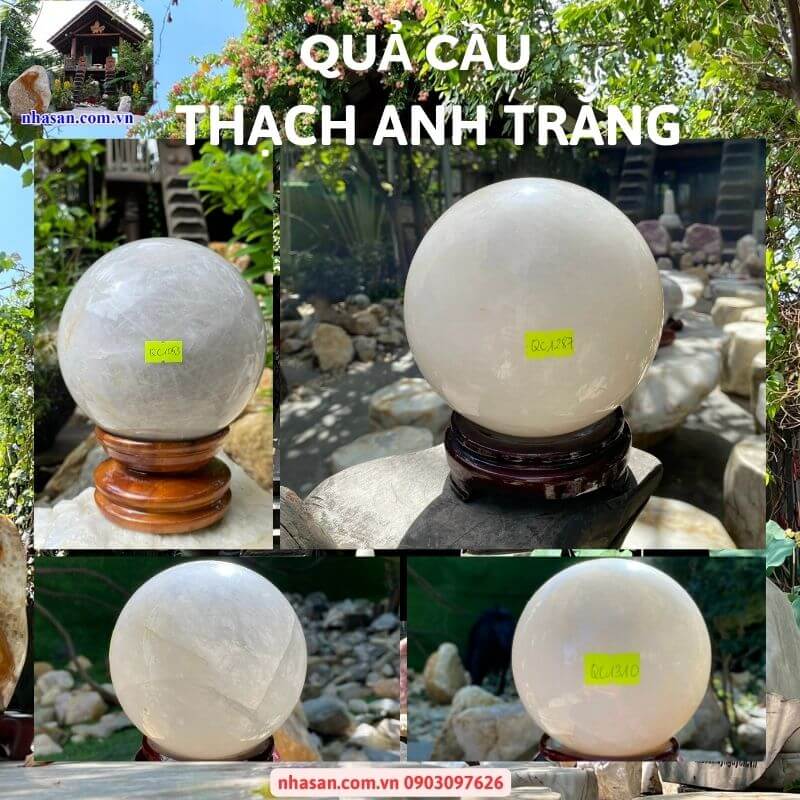 Quả cầu đá trắng thạch anh phong thủy decor nhà ở, văn phòng, công ty Quả cầu đá trắng thạch anh phong thủy decor nhà ở, văn phòng, công ty