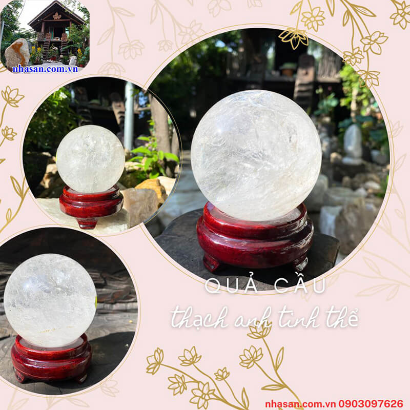 Quả cầu phong thủy đá thạch anh tinh thể tượng trưng cho trí tuệ, sáng tạo Quả cầu phong thủy đá thạch anh tinh thể tượng trưng cho trí tuệ, sáng tạo