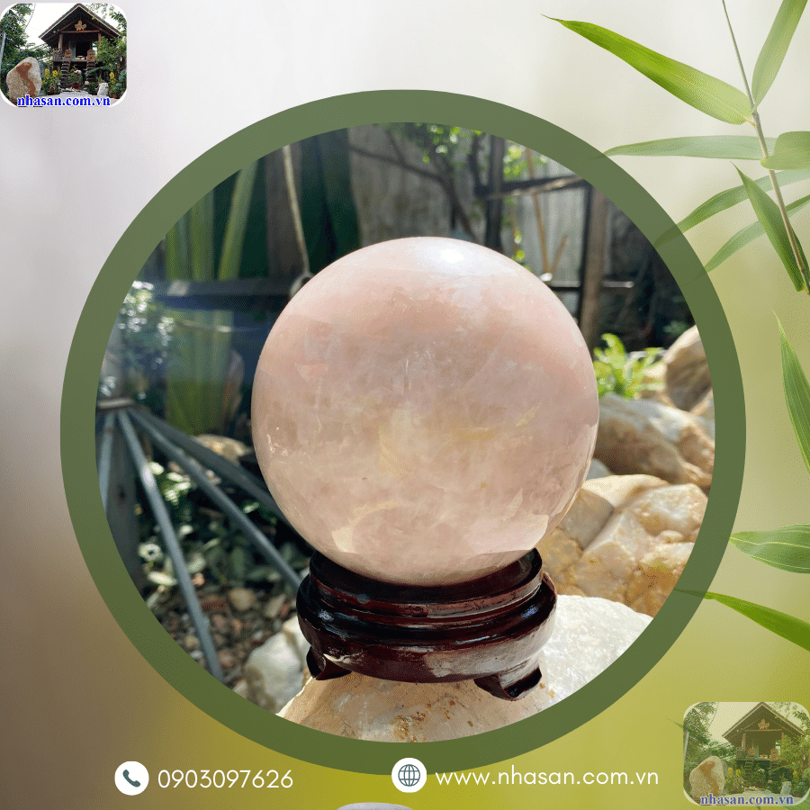 Quả cầu tán khí đá thạch anh hồng tự nhiên Quả cầu tán khí đá thạch anh hồng tự nhiên