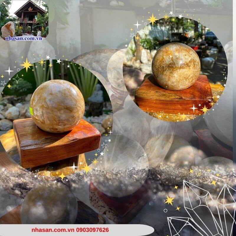 Quả cầu thạch anh bông vàng có ý nghĩa phong thủy rất tốt Quả cầu thạch anh bông vàng có ý nghĩa phong thủy rất tốt