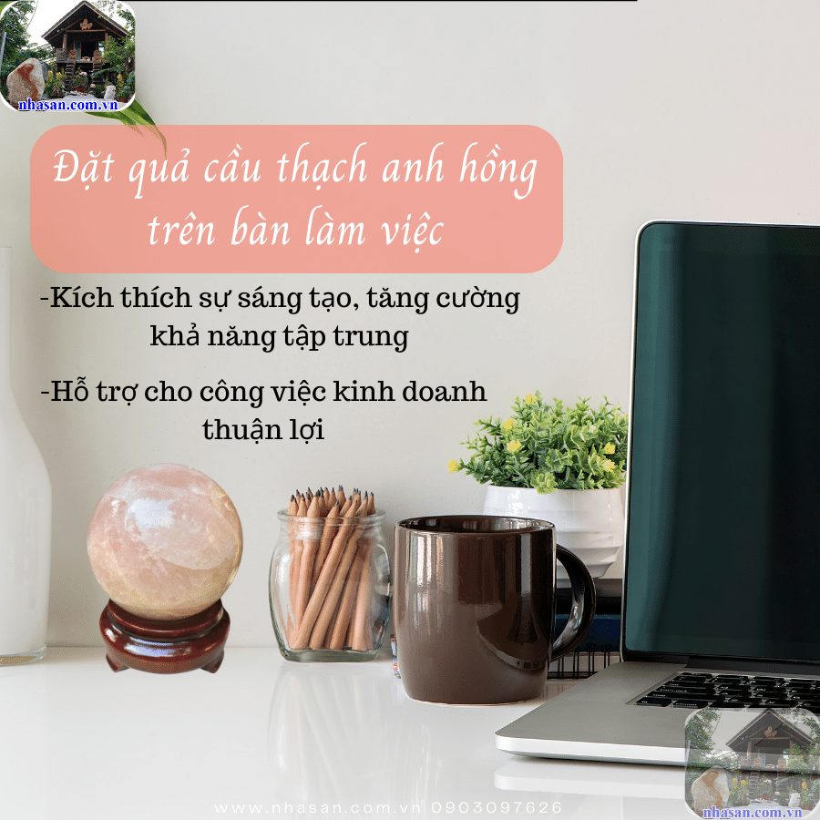 Quả cầu đá thạch anh hồng đặt phòng làm việc Quả cầu đá thạch anh hồng đặt phòng làm việc