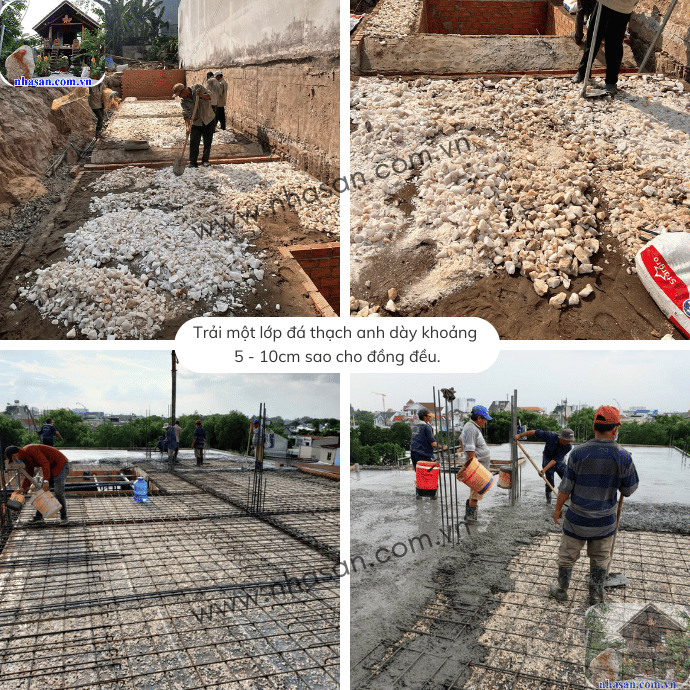 Quy trình rải đá thạch anh vụn tự nhiên Quy trình rải đá thạch anh vụn tự nhiên