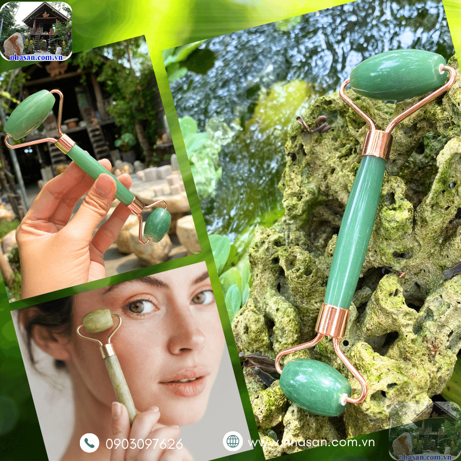 Cây lăn mặt đá thạch anh xanh (Aventurine Roller) Cây lăn mặt đá thạch anh xanh (Aventurine Roller)
