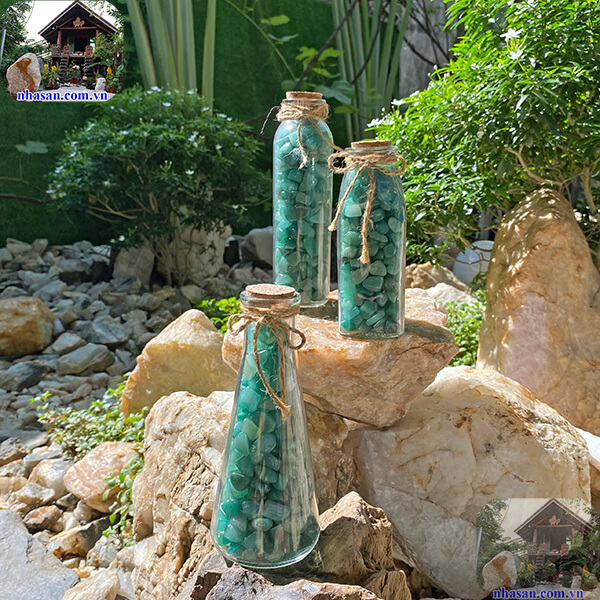 Chai đá mã não xanh vụn tự nhiên Chai đá mã não xanh vụn tự nhiên