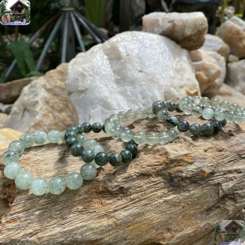 Thạch anh tóc xanh (Green Rutilated Quartz) tự nhiên Thạch anh tóc xanh (Green Rutilated Quartz) tự nhiên