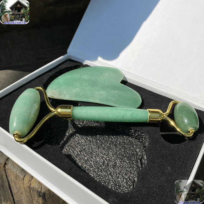 Bộ massage thư giãn, tăng cường sức khoẻ từ đá thạch anh xanh Aventurine Bộ massage thư giãn, tăng cường sức khoẻ từ đá thạch anh xanh Aventurine