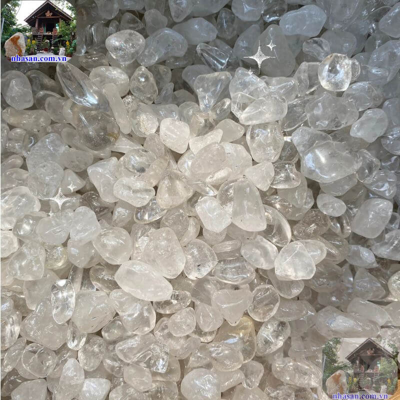 Đá thạch anh trắng vụn đánh bóng thiên nhiên 100% Đá thạch anh trắng vụn đánh bóng thiên nhiên 100%