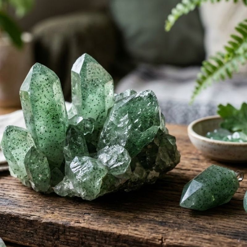 Thạch anh dâu tây xanh (Green Strawberry Quartz) là một biến thể đặc biệt của họ nhà thạch anh Thạch anh dâu tây xanh (Green Strawberry Quartz) là một biến thể đặc biệt của họ nhà thạch anh