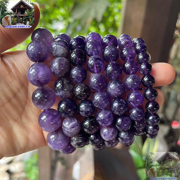 Vòng tay đá thạch anh tím tự nhiên Vòng tay đá thạch anh tím tự nhiên