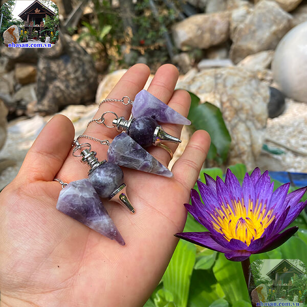 Con lắc cảm xạ thạch anh tím Con lắc cảm xạ thạch anh tím