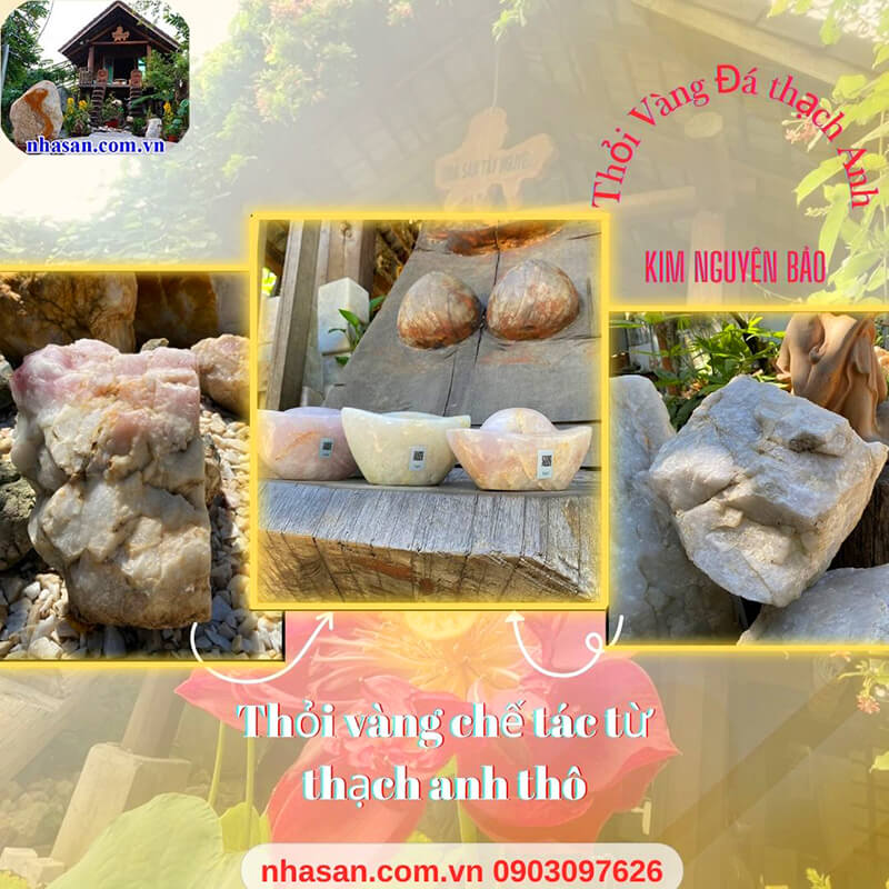Thỏi vàng kim nguyên bảo được chế tác từ đá thạch anh Thỏi vàng kim nguyên bảo được chế tác từ đá thạch anh