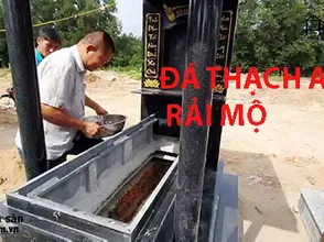 Using crushed quartz gravestone grave - iridescent stone