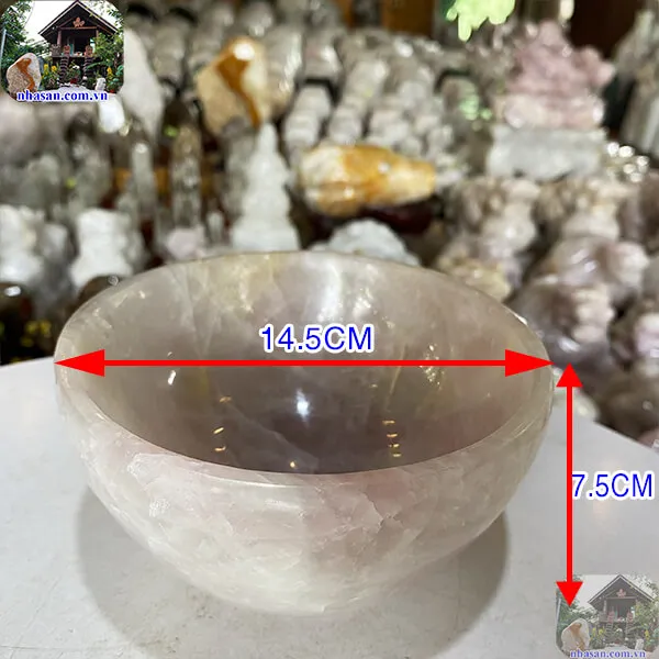 Bát đá thạch anh hồng 1.06kg-14.5cm B17