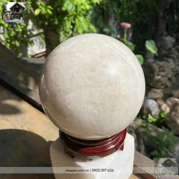 Cầu đá thạch anh trắng 14cm - 3.62kg - QC1439 