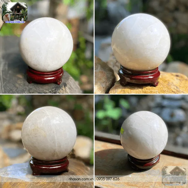 Cầu đá thạch anh trắng 14cm - 3.62kg - QC1439 