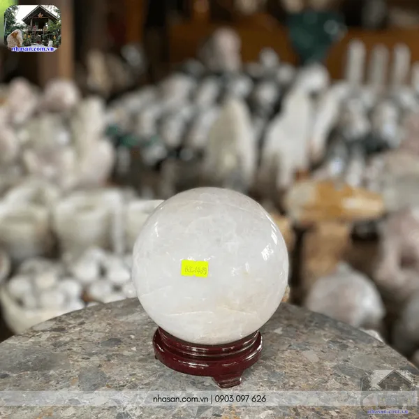 Cầu đá thạch anh trắng 14cm - 3.62kg - QC1439 