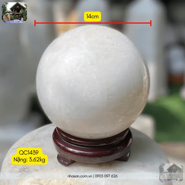 Cầu đá thạch anh trắng 14cm - 3.62kg - QC1439 