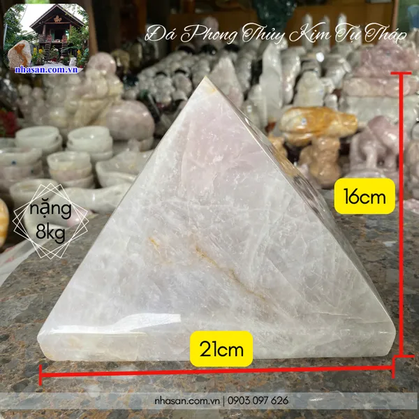 Đá phong thủy kim tự tháp nặng 8kg, cao 16cm x ngang 21cm -  T714 