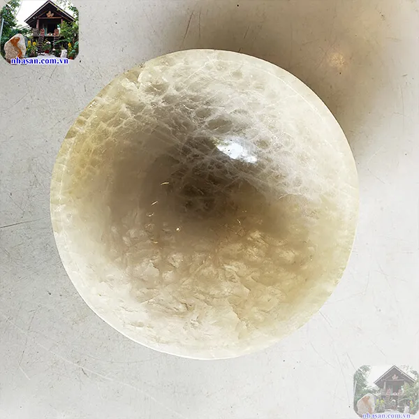 Bát đá thạch anh trắng 0.9kg-14.5cm B14