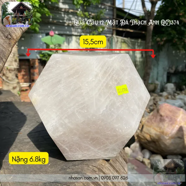 Quả cầu 12 mặt đá thạch anh QC1374-6.8kg-15.5cm