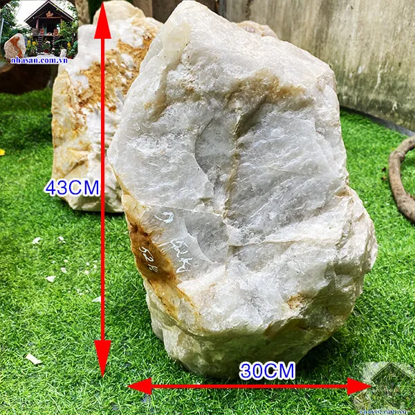 Đá thạch anh trắng thô khối 52kg-K124