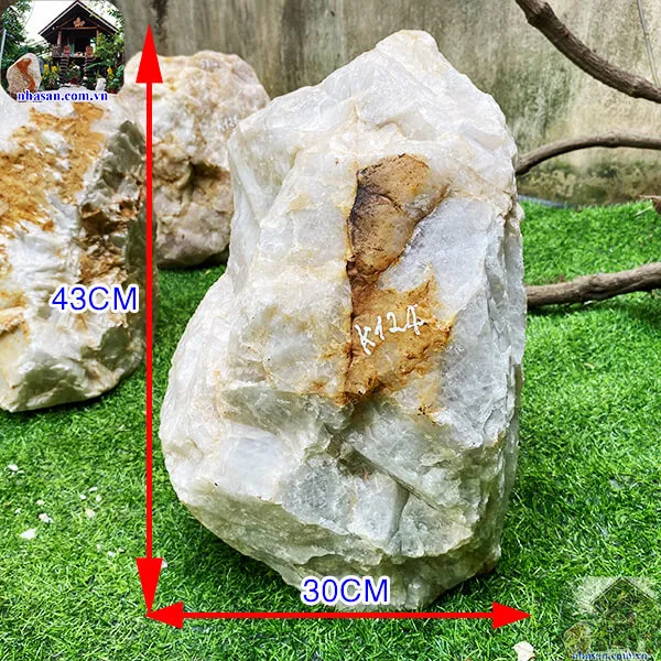 Đá thạch anh trắng thô khối 52kg-K124
