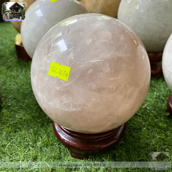 Quả cầu thạch anh hồng QC1434 - 3.52kg - 14cm 