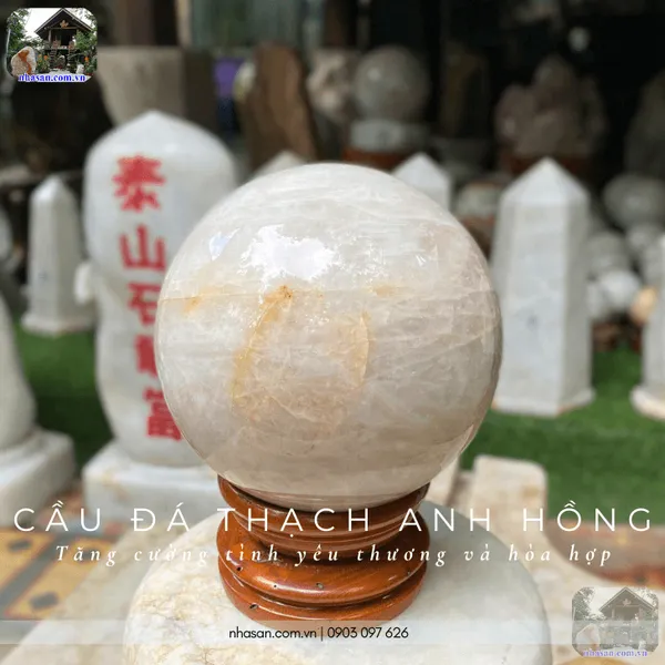 Cầu đá thạch anh hồng 16cm - 6.4kg - QC1452