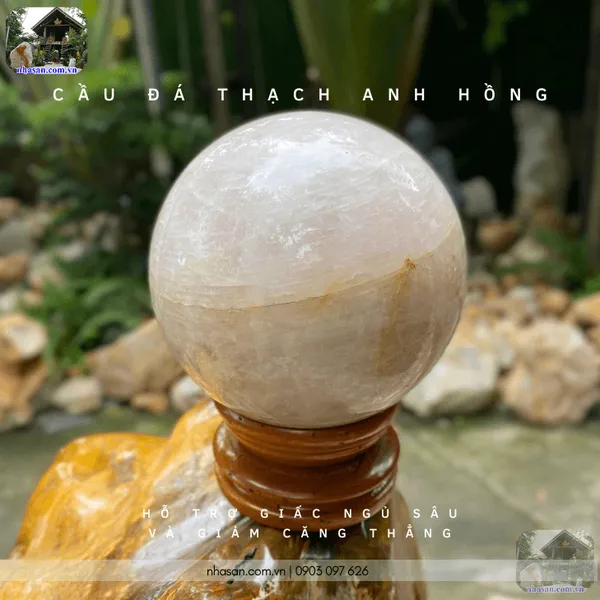 Cầu đá thạch anh hồng 16cm - 6.4kg - QC1452