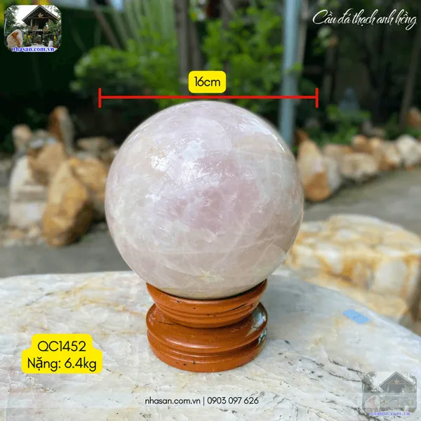 Cầu đá thạch anh hồng 16cm - 6.4kg - QC1452