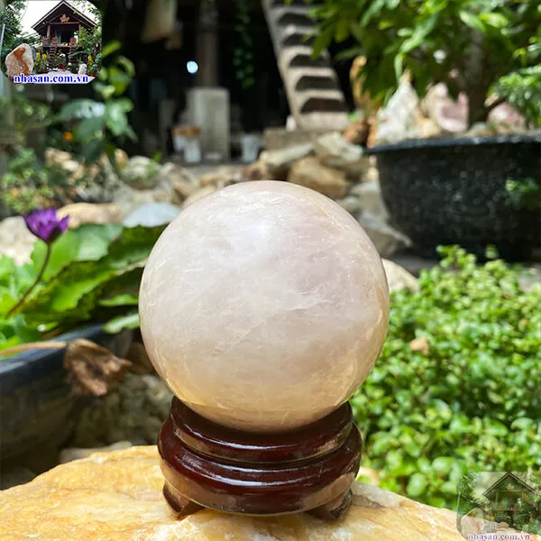 Quả cầu thạch anh hồng 9cm-1.12kg-QC1114