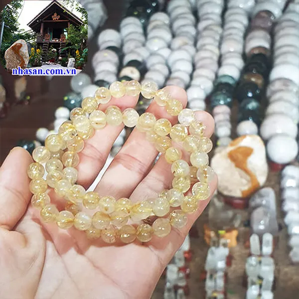 Vòng tay thạch anh tóc vàng 3 quấn