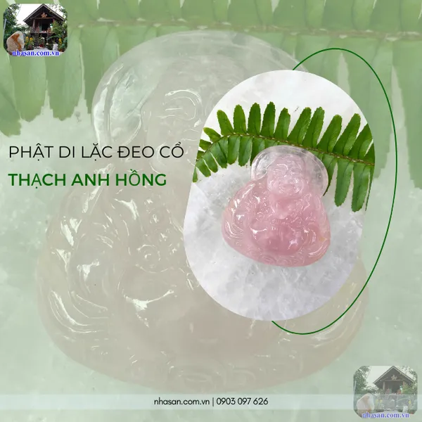 Mặt dây chuyền phật di lặc đeo cổ thạch anh hồng nặng 26gr, kích thước 3.7x4.1cm MP29