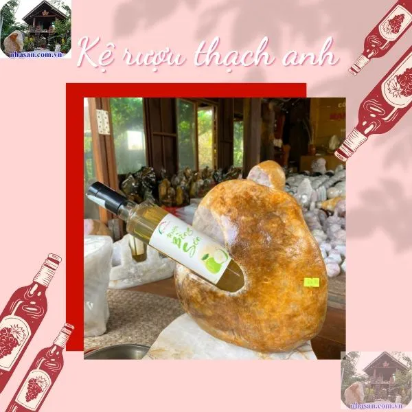 Kệ rượu phòng khách đá thạch anh KR02, nặng 12.4kg, kích thước: cao 27.5cm x ngang 25.5cm x miệng 11.5cm