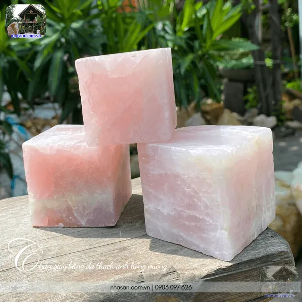Chặn giấy bằng đá thạch anh hồng vuông, món đồ nhỏ, năng lượng lớn