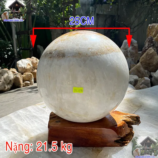 Quả cầu đá phong thủy tự nhiên-21.5kg-25cm-QC1272