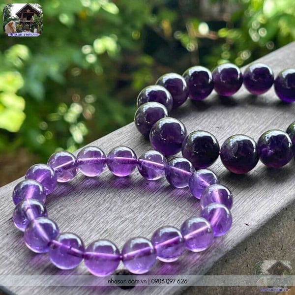 Vòng tay đá thạch anh tím tự nhiên phong thủy