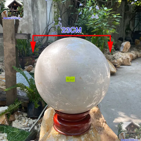 Quả cầu thạch anh trắng 23cm-16.6kg-QC1105