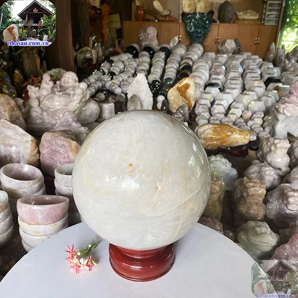 Quả cầu thạch anh trắng 23cm-16.6kg-QC1105