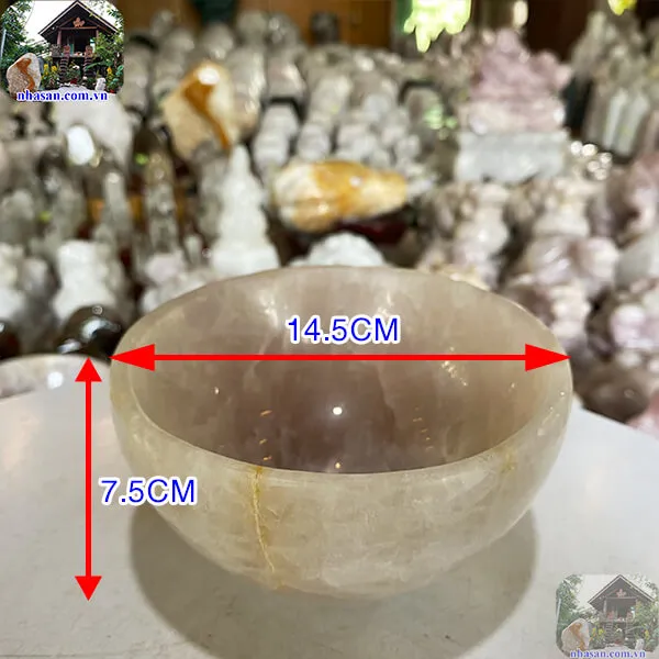 Bát đá thạch anh hồng 1.16kg-14.5cm B20