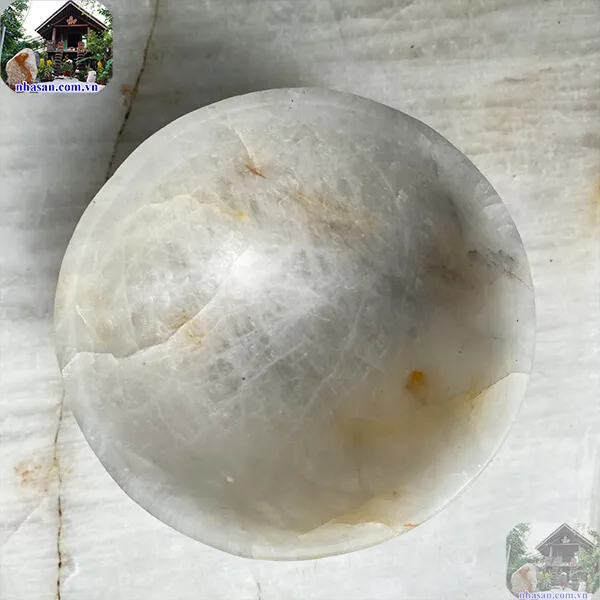 Bát đá thạch anh trắng 1kg-14.4cm B22