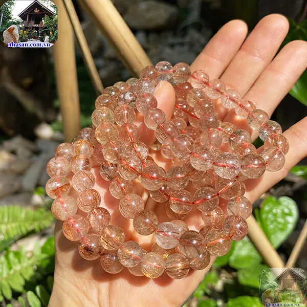 Vòng Tay Đá Thạch Anh Tóc Đỏ 8 ly
