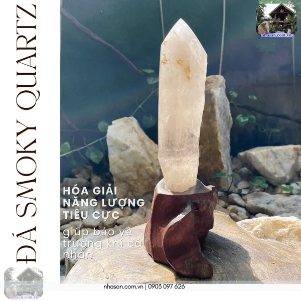 Trụ đá smoky quartz 1.34kg,  cao 25cm x ngang 13.5cm - T729 